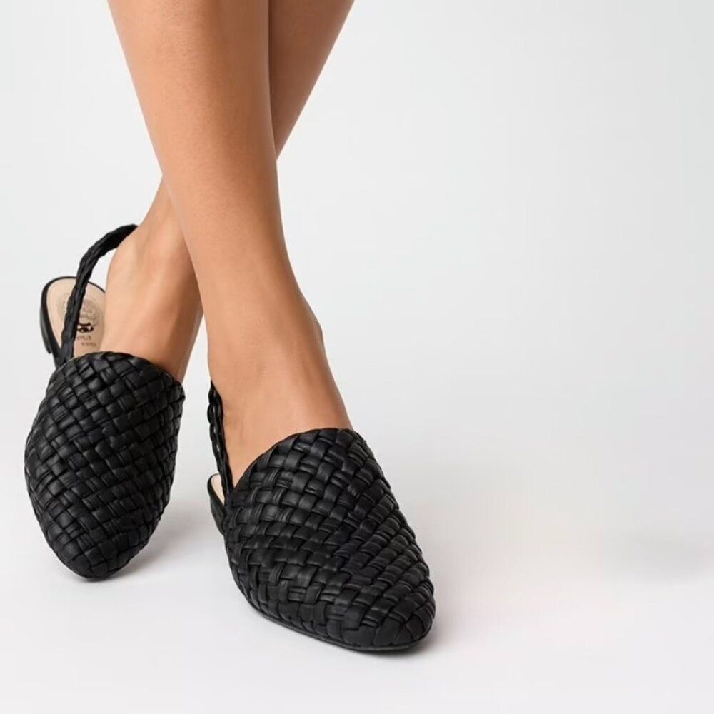 Vince Camuto Lasint Black Woven Slingback Mule in Black 7.5 NWOB